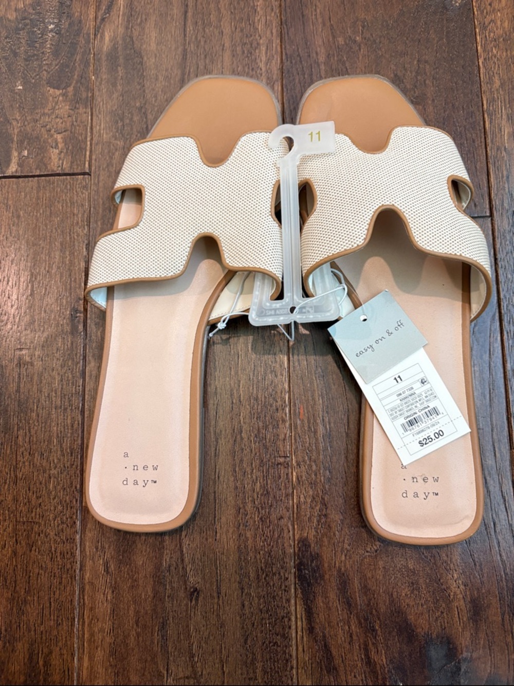 a new day Cream Textured Slide Sandals